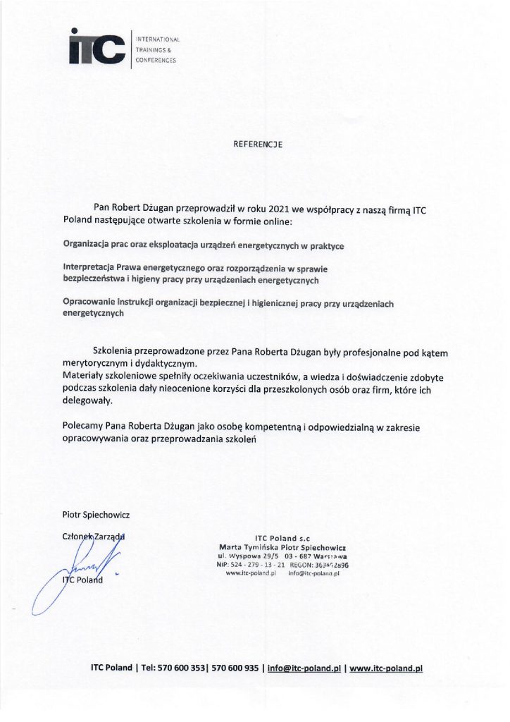 Referencje ITC POLAND Warszawa_Energochron Szkolenia Energetyka 2021